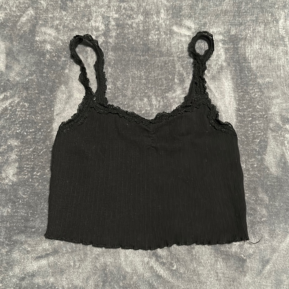 Garage Black Lace Cropped Tank Top